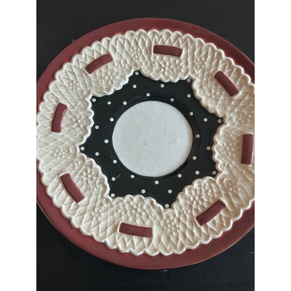 Sandy Clough Claudette Cup & Saucer Set Black & White Polka Dots Lace Detailing - Picture 8 of 12